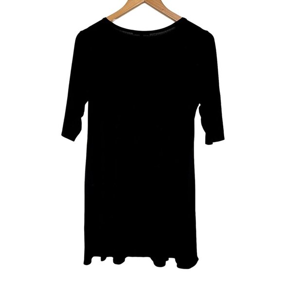Eileen Fisher Black Jersey Minimalist Tunic Shift Dress Size Medium - Picture 2 of 4